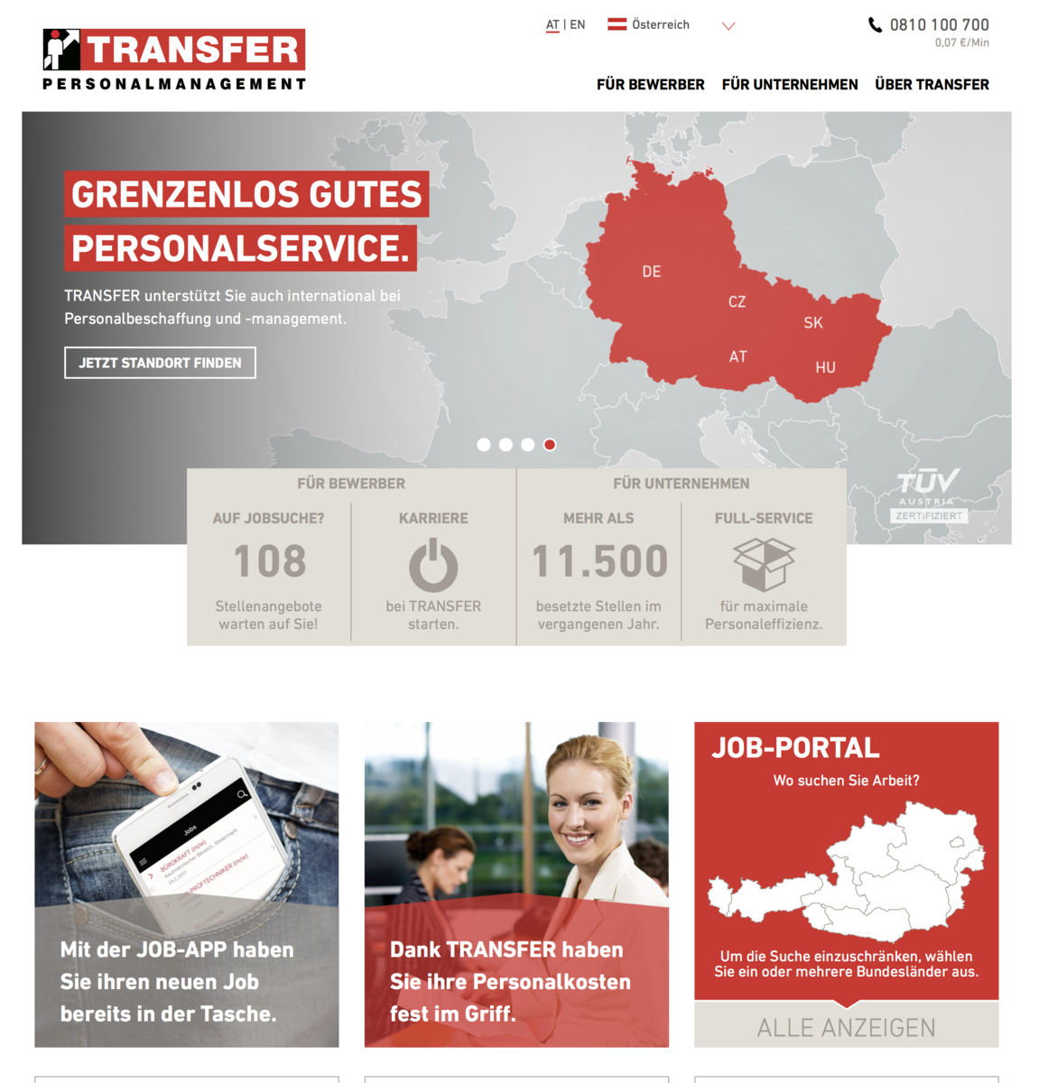 Internationales Portal der Transfer Personalmanagement GmbH